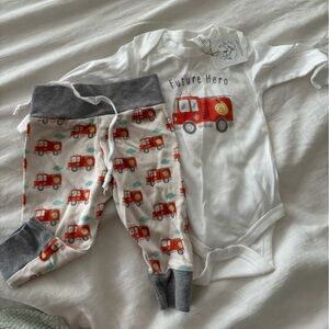 Little nature lover 3-6 month future hero firefighter baby